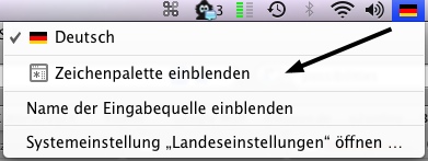 Zeichenpalette einblenden
